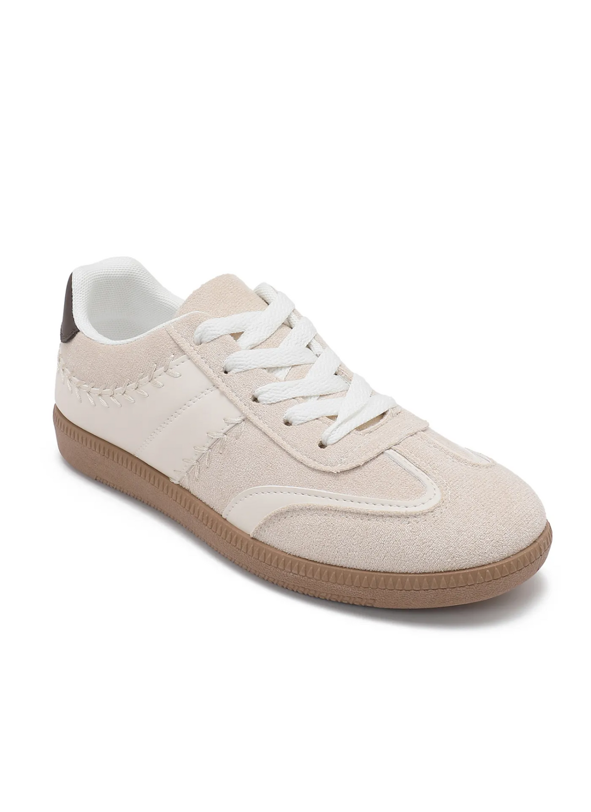 Baskets Beige à détails cousus