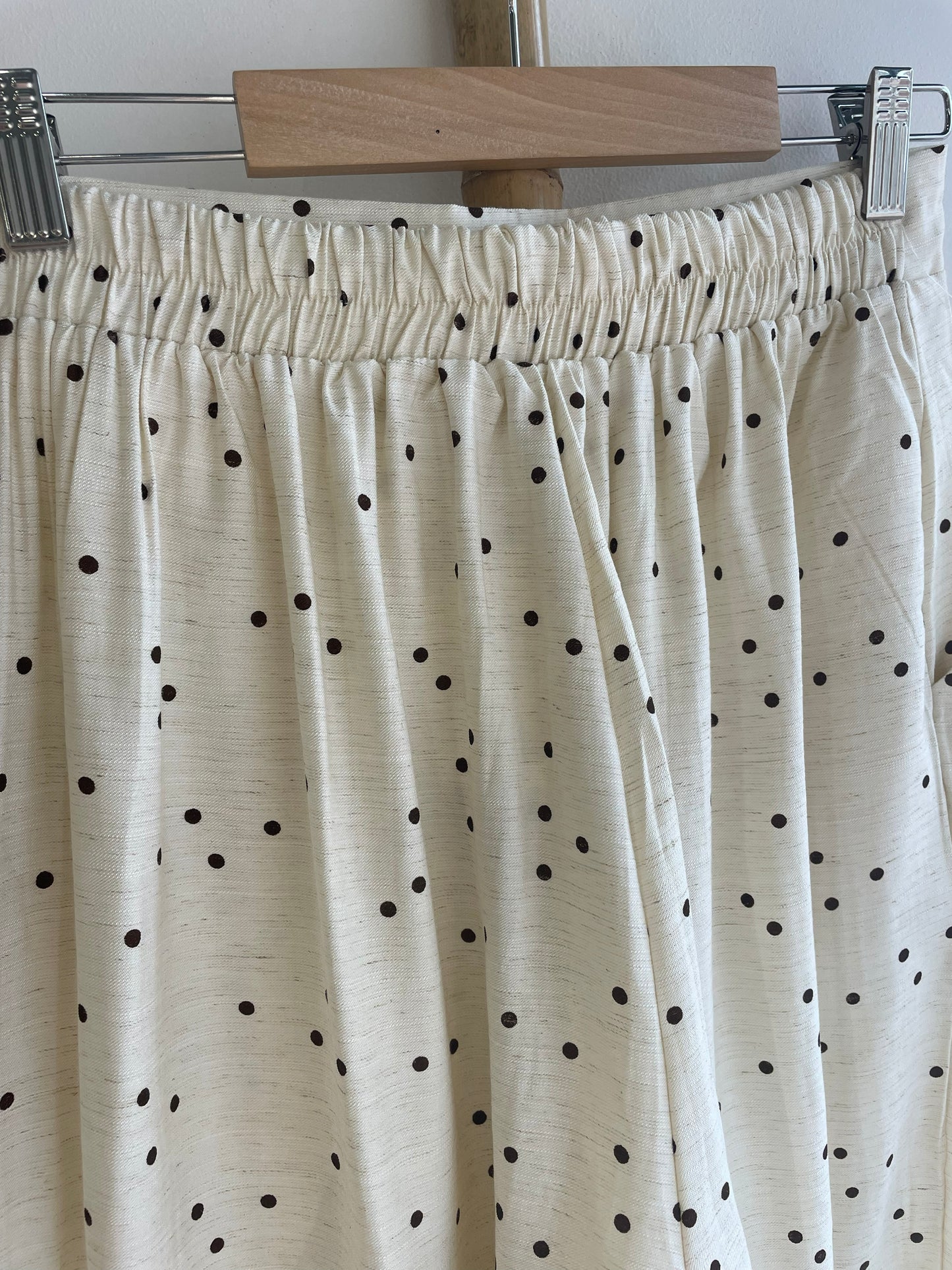 Pantalon fluide à pois beige & café