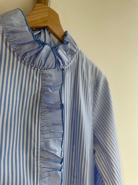 chemise rayée à col volanté