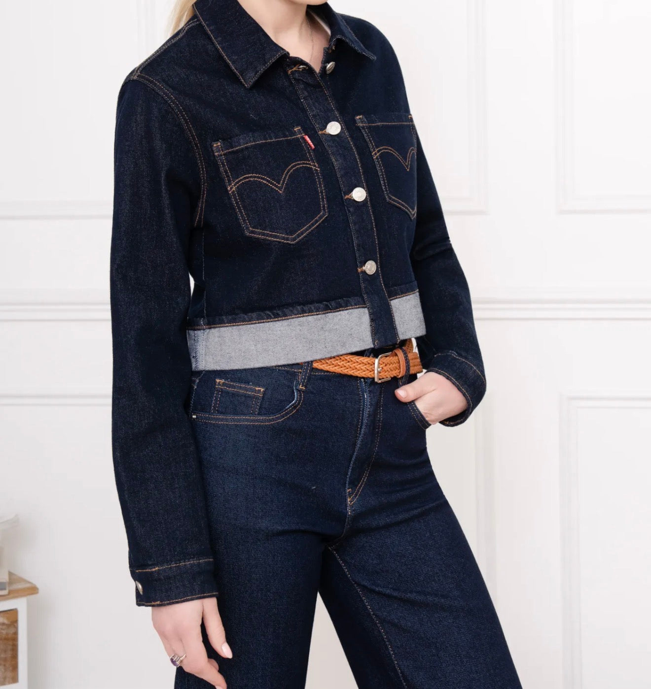 Veste courte en jean brut