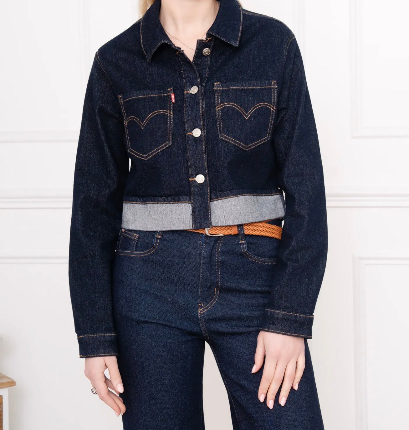 Veste courte en jean brut