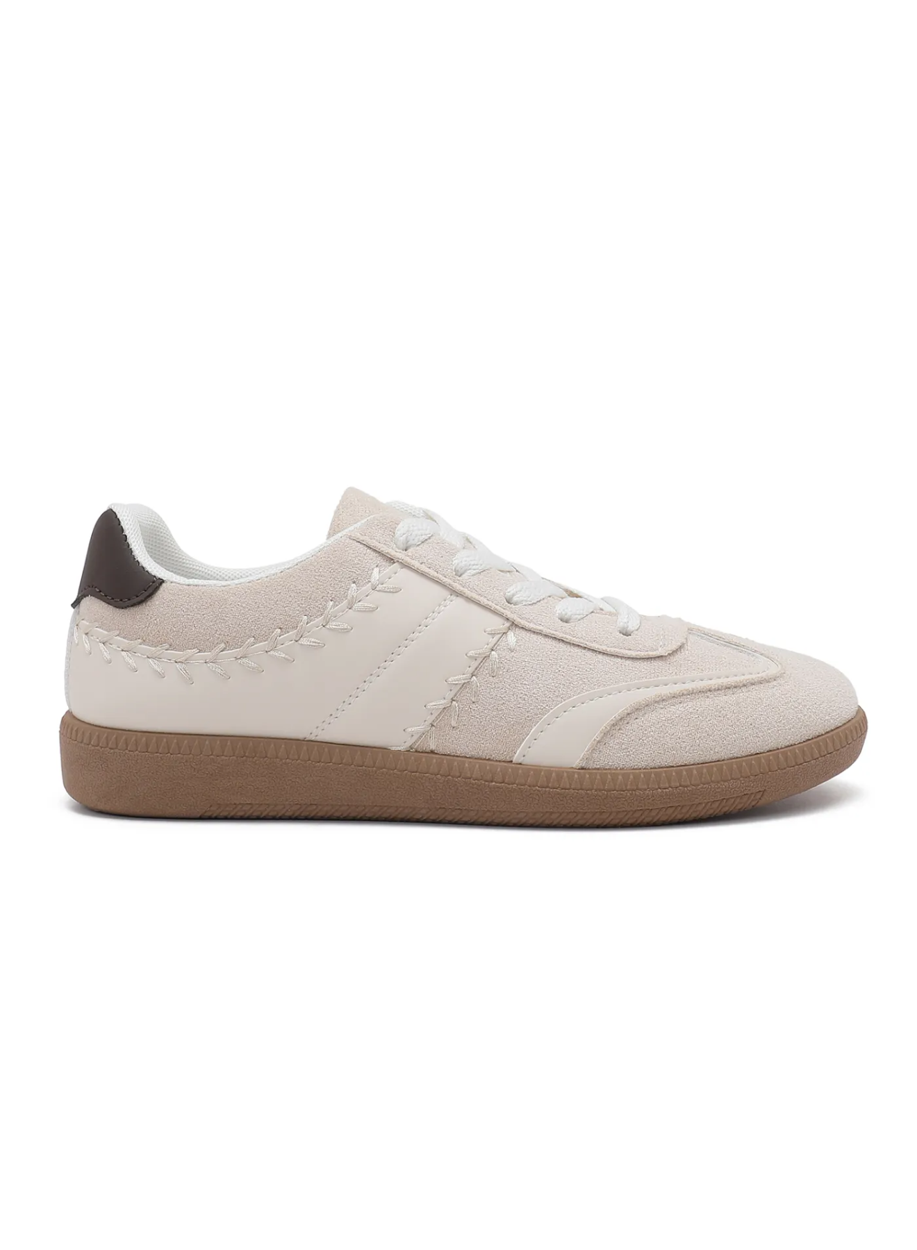 Baskets Beige à détails cousus