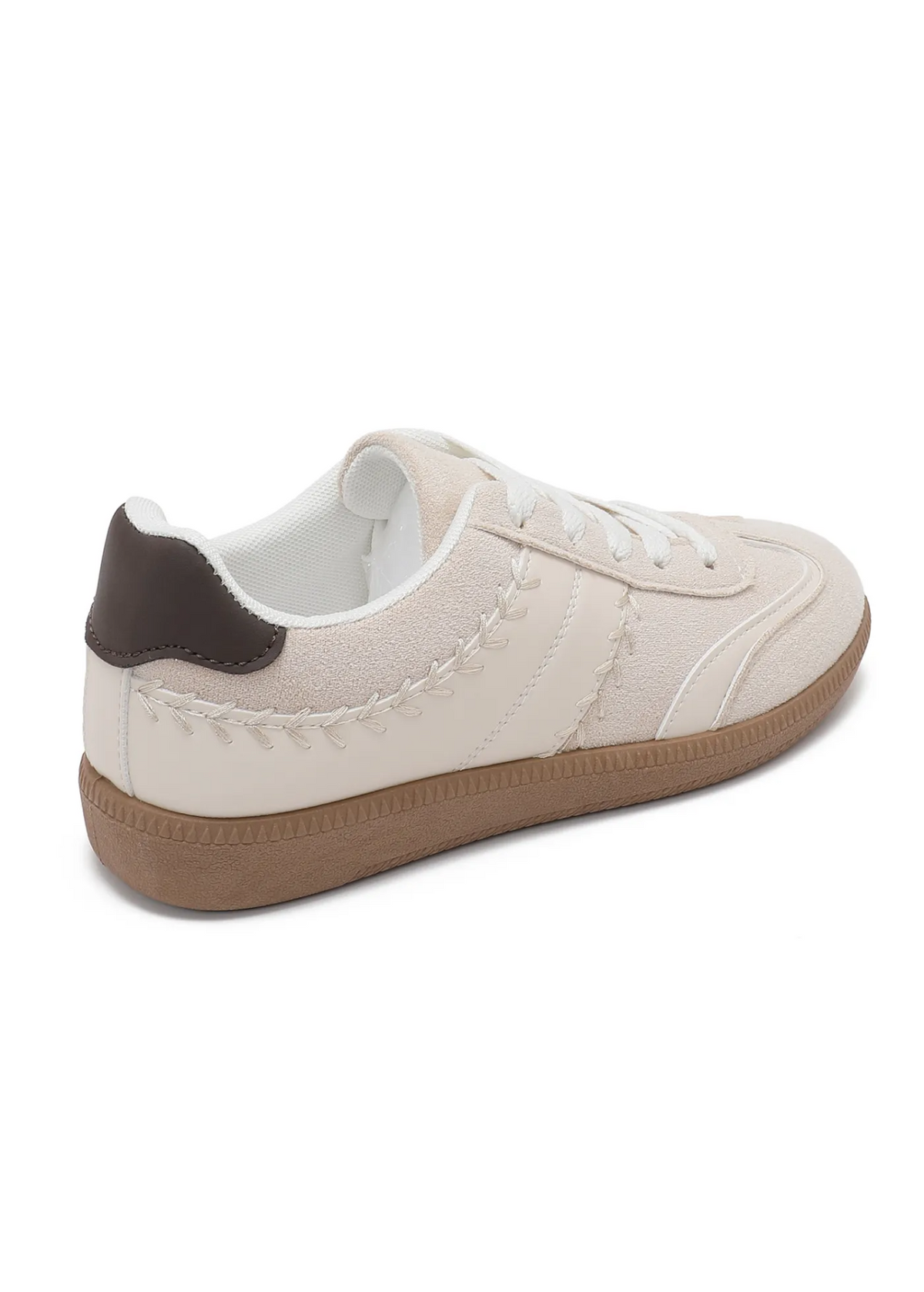 Baskets Beige à détails cousus
