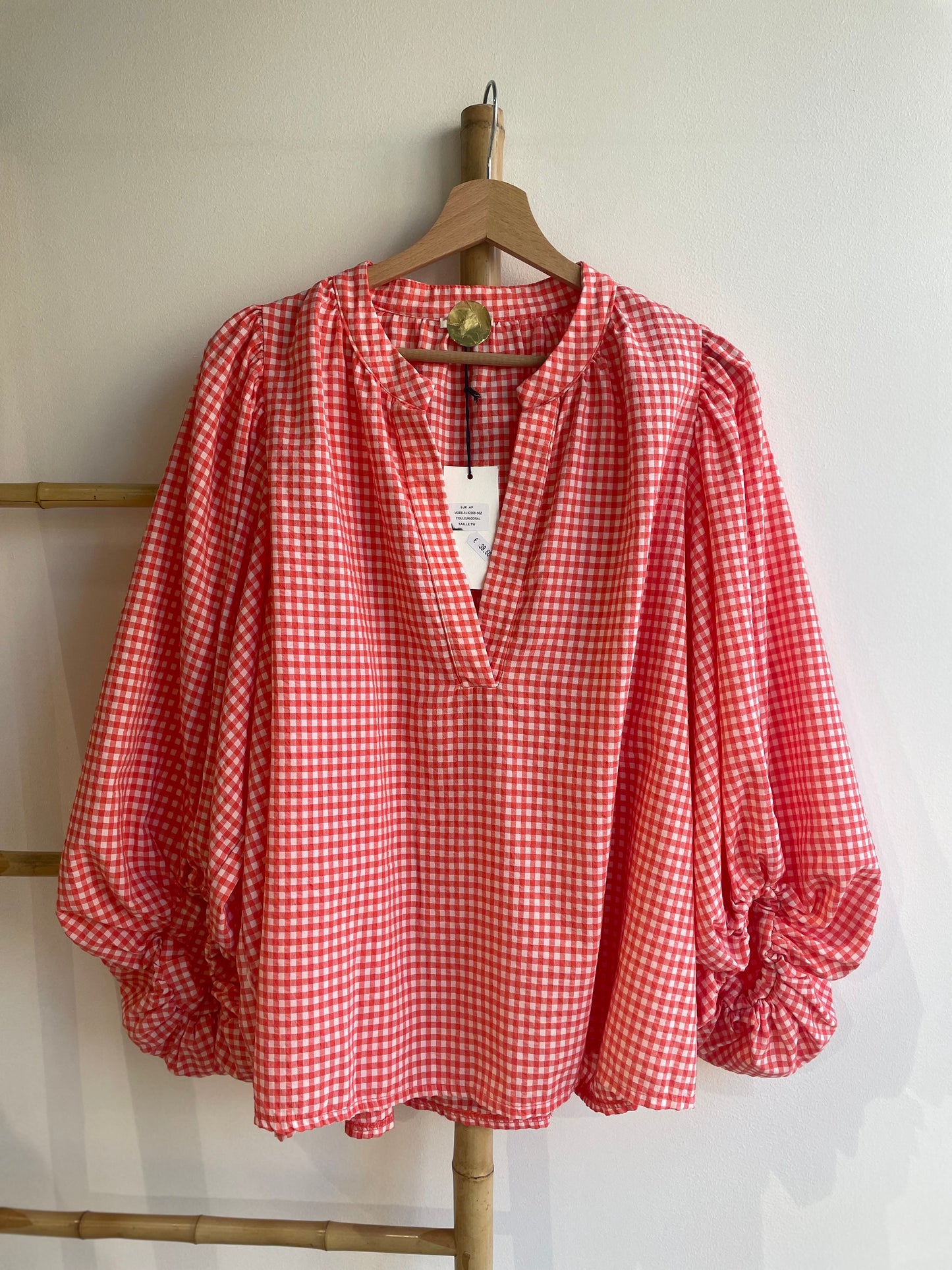 Blouse vichy manches bouffantes