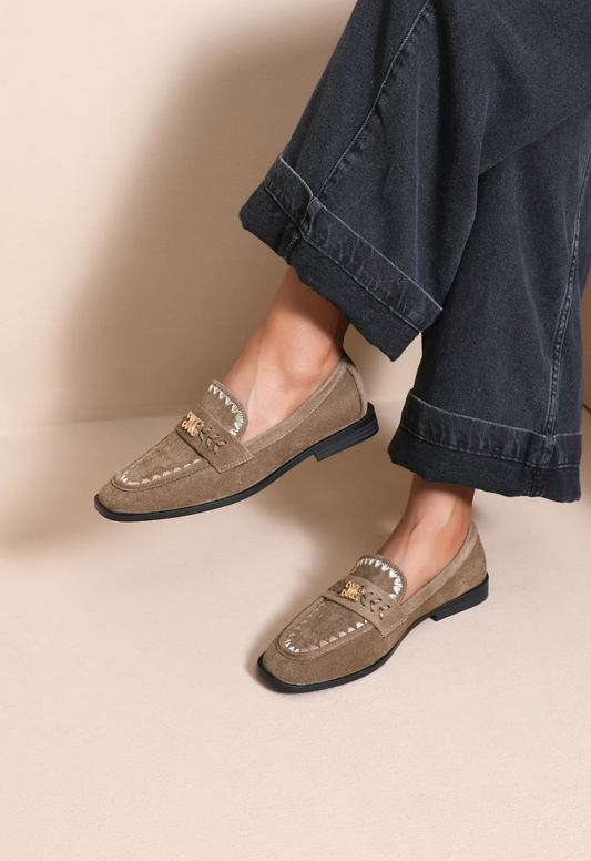 Mocassins taupe en suédine