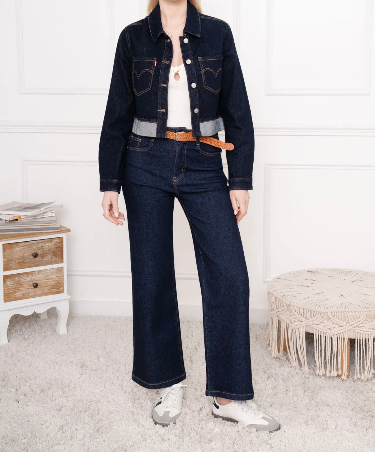 Veste courte en jean brut