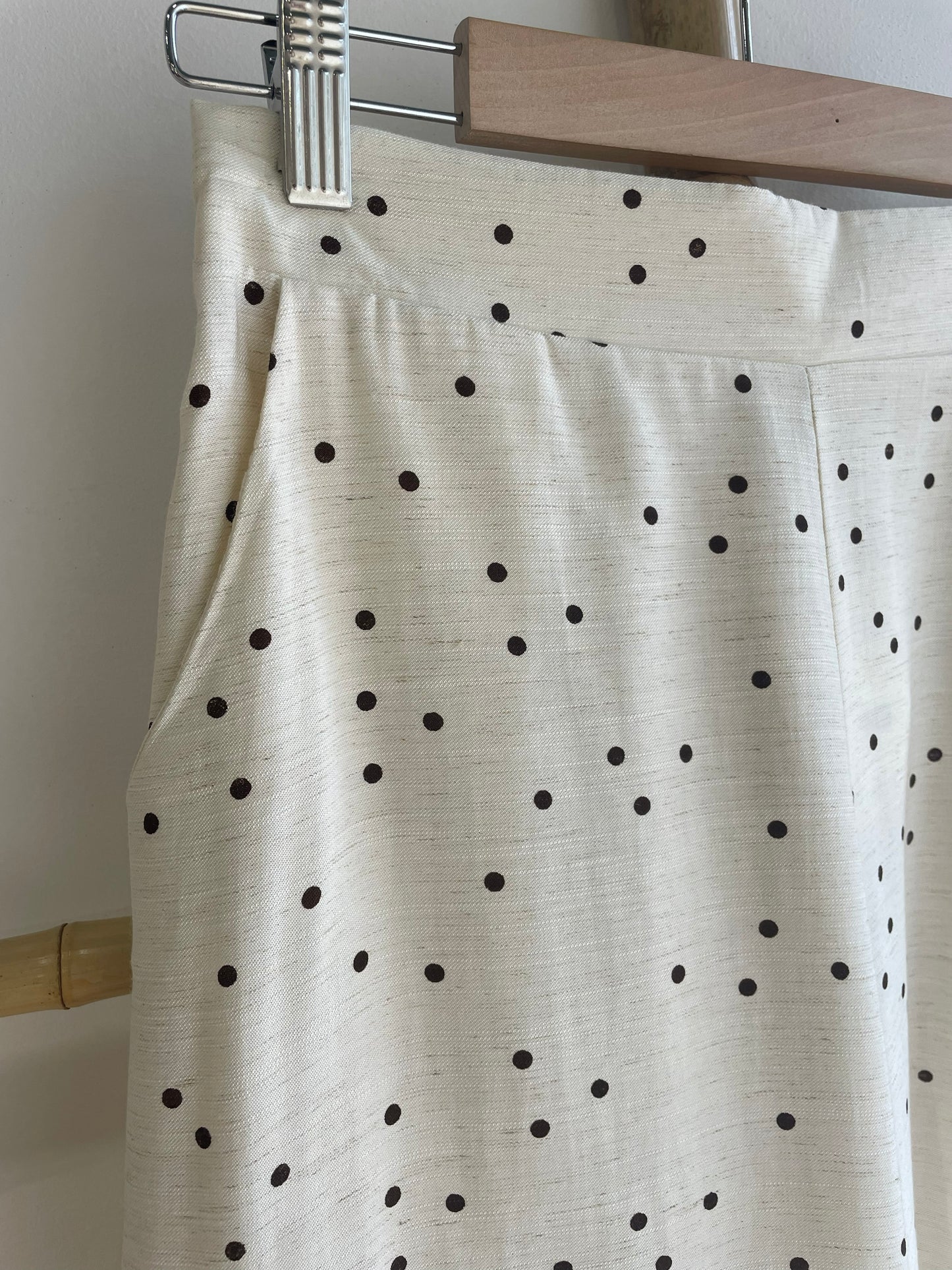 Pantalon fluide à pois beige & café