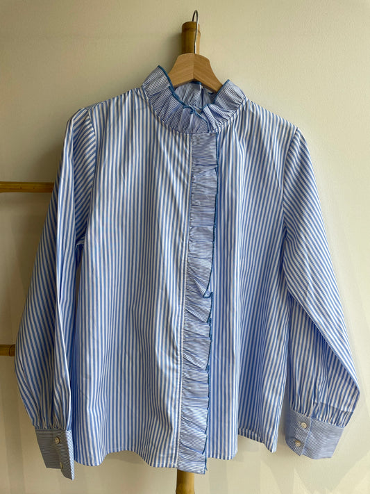 chemise rayée à col volanté